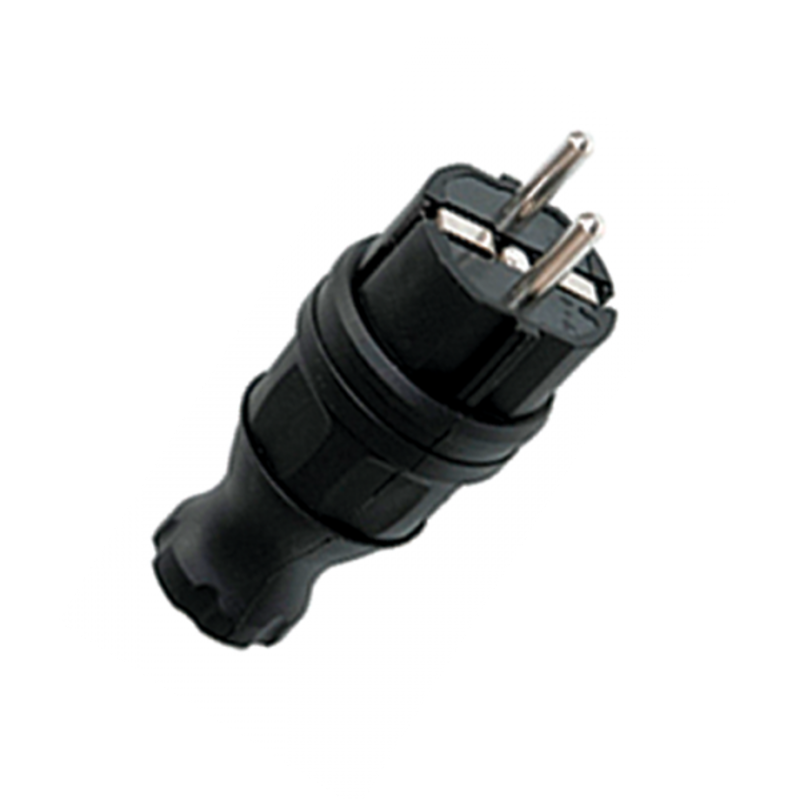 Вилка прямая каучуковая 230В, 2P+PE, 16A, IP44 Basic