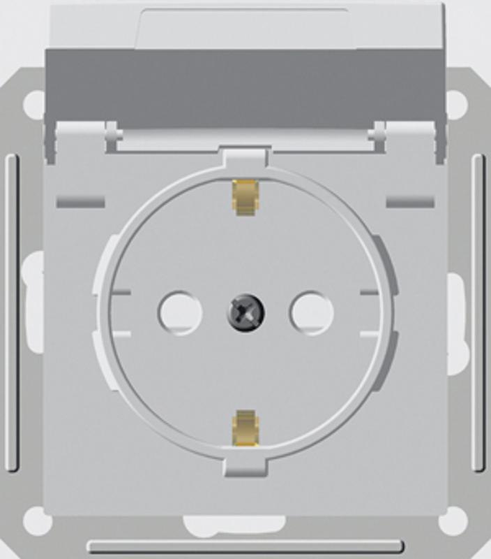 W59 Aqua Белый Розетка с заземлением с крышкой с защитными шторками IP44