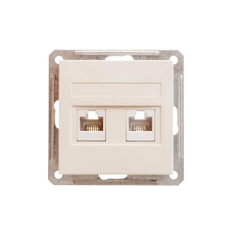 W59 Слоновая кость Розетка компьютерная 2-ая RJ45 кат.5e