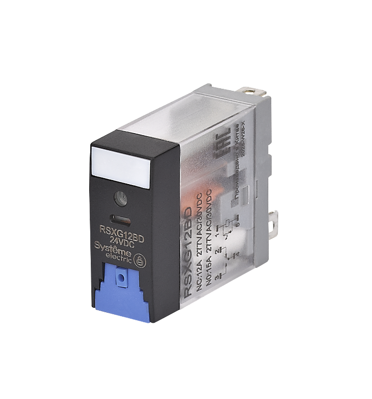 Реле 12A 1CO 24VDC тест кнопка LED