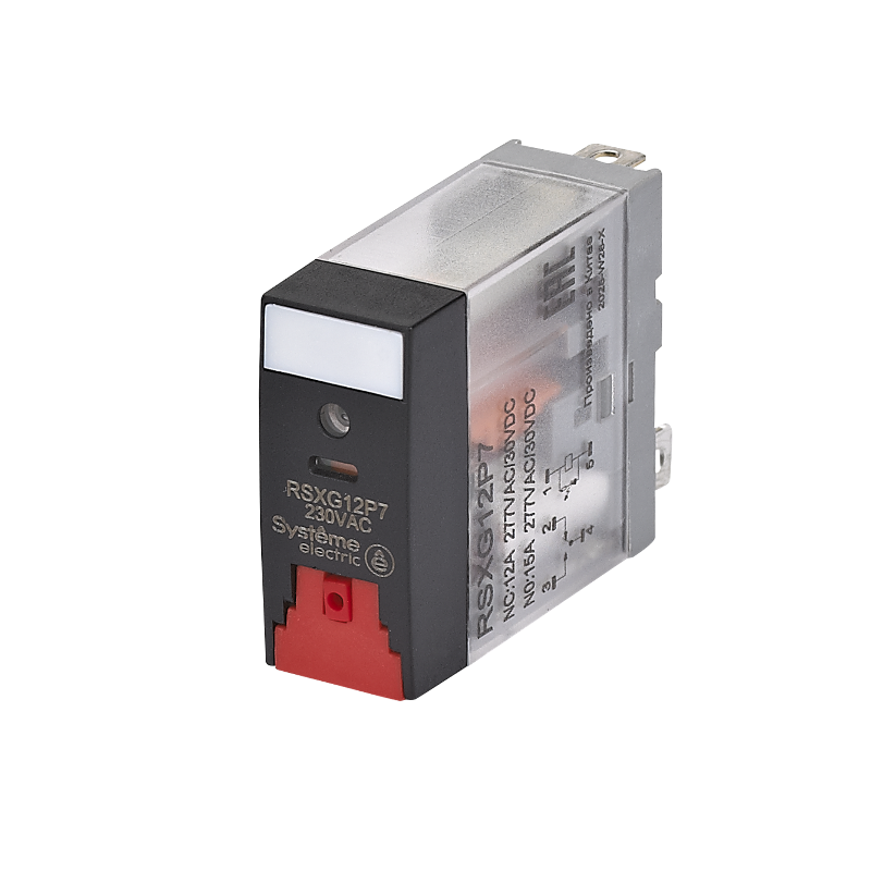 Реле 12A 1CO 230VAC тест кнопка LED