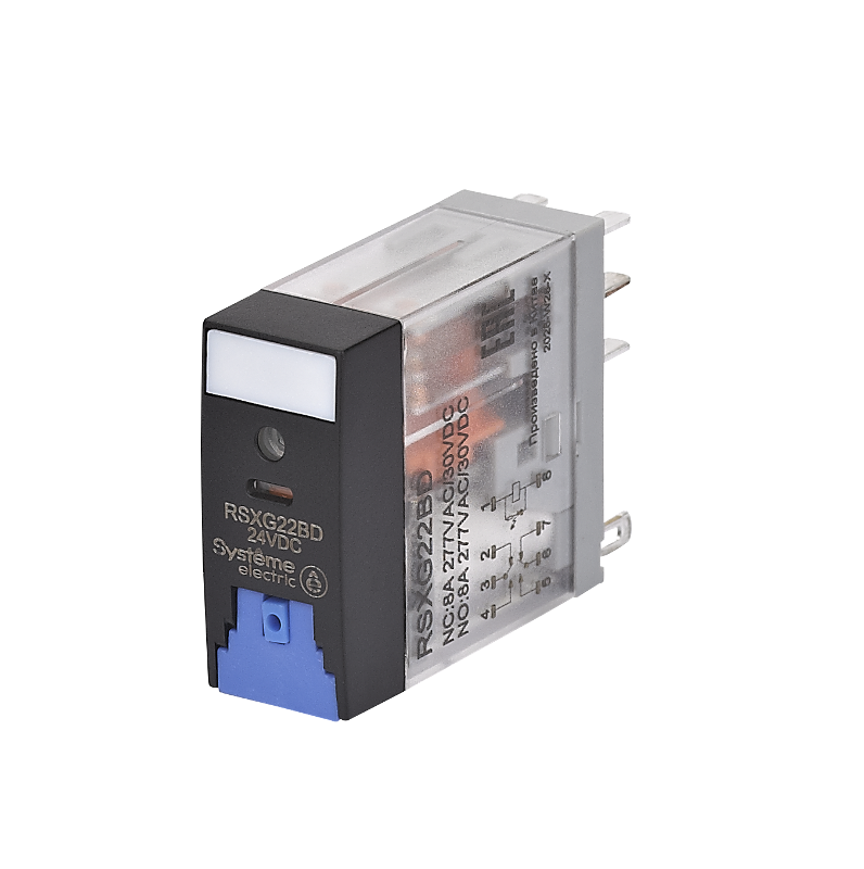 Реле 8A 2CO 24VDC тест кнопка LED