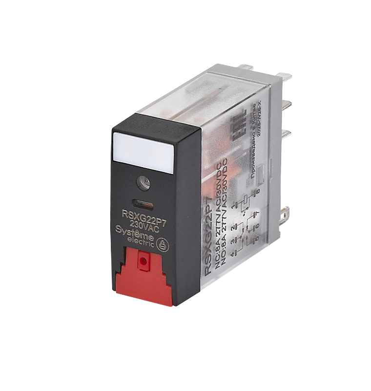 Реле 8A 2CO 230VAC тест кнопка LED