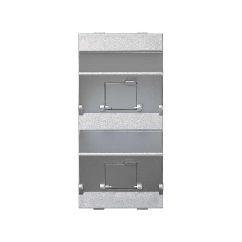 Simon Connect Наклонный адаптер на 2хRJ45 коннектора, S-модуль, алюминий