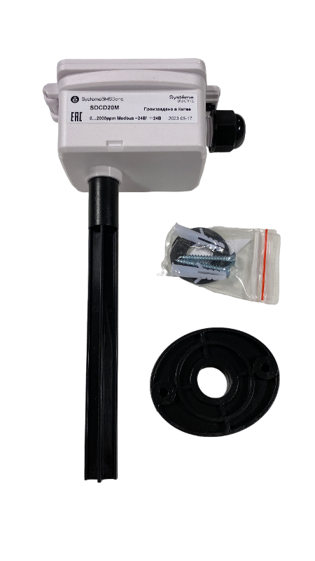 Датчик CO₂ канальный, RS485 Modbus 145мм ~/=15…24В