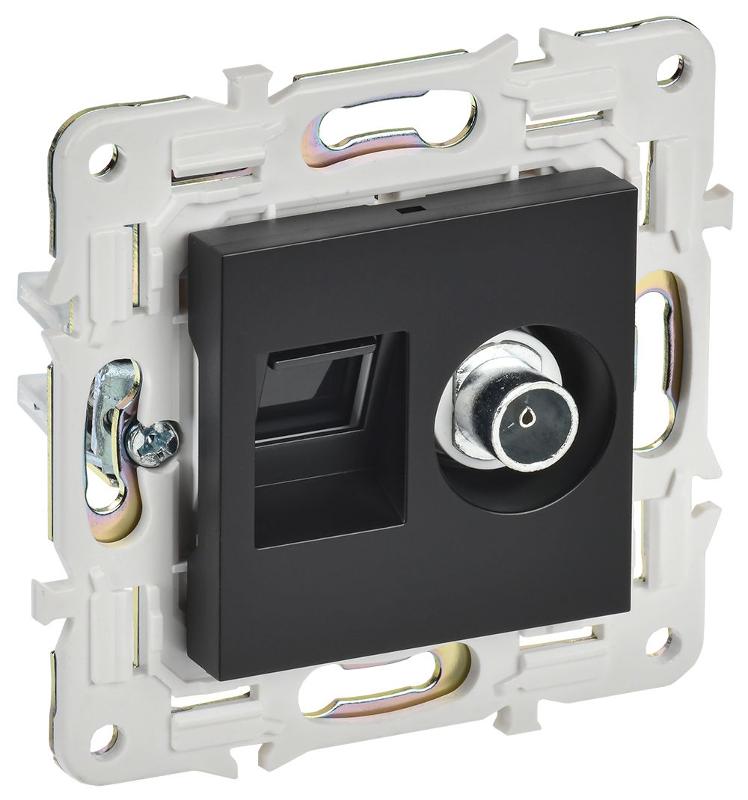 SKANDY Розетка двойная TV+RJ45 кат.5E SK-A14Bl черный