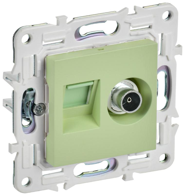 SKANDY Розетка двойная TV+RJ45 кат.5E SK-A14M мятный