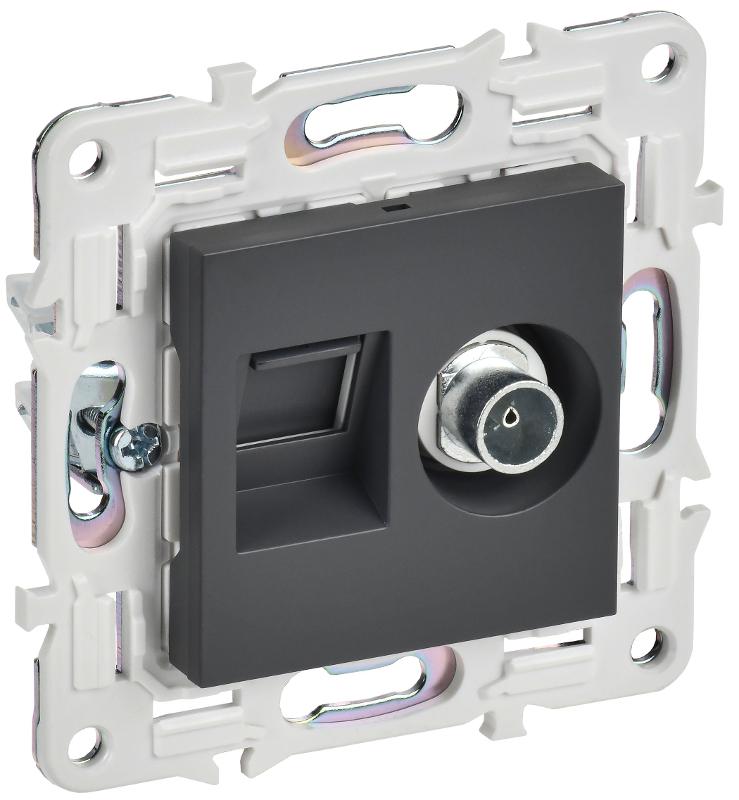 SKANDY Розетка двойная TV+RJ45 кат.5E SK-A14T титан