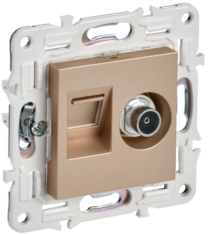 SKANDY Розетка двойная TV+RJ45 кат.5E SK-A14Sa песочный