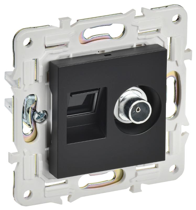 SKANDY Розетка двойная TV+RJ45 кат.6E SK-A15Bl черный