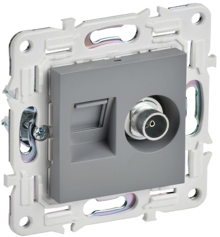 SKANDY Розетка двойная TV+RJ45 кат.6E SK-A15Gr серый