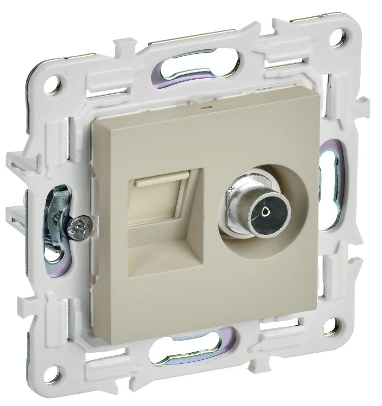 SKANDY Розетка двойная TV+RJ45 кат.6E SK-A15B бежевый