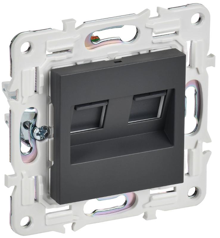 SKANDY Розетка компьютерная двойная RJ45 кат.5E SK-K03T титан