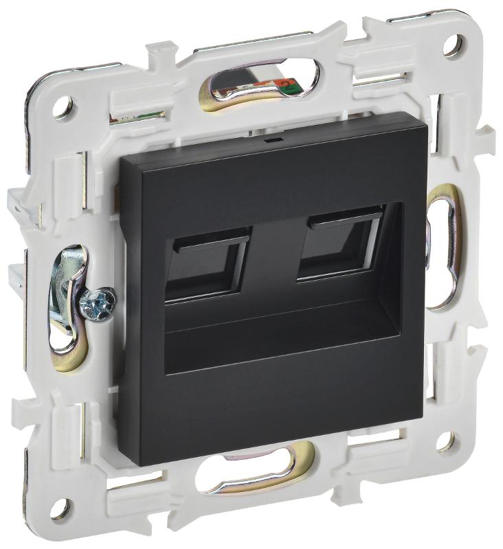 SKANDY Розетка компьютерная двойная RJ45 кат.6 SK-K04Bl черный