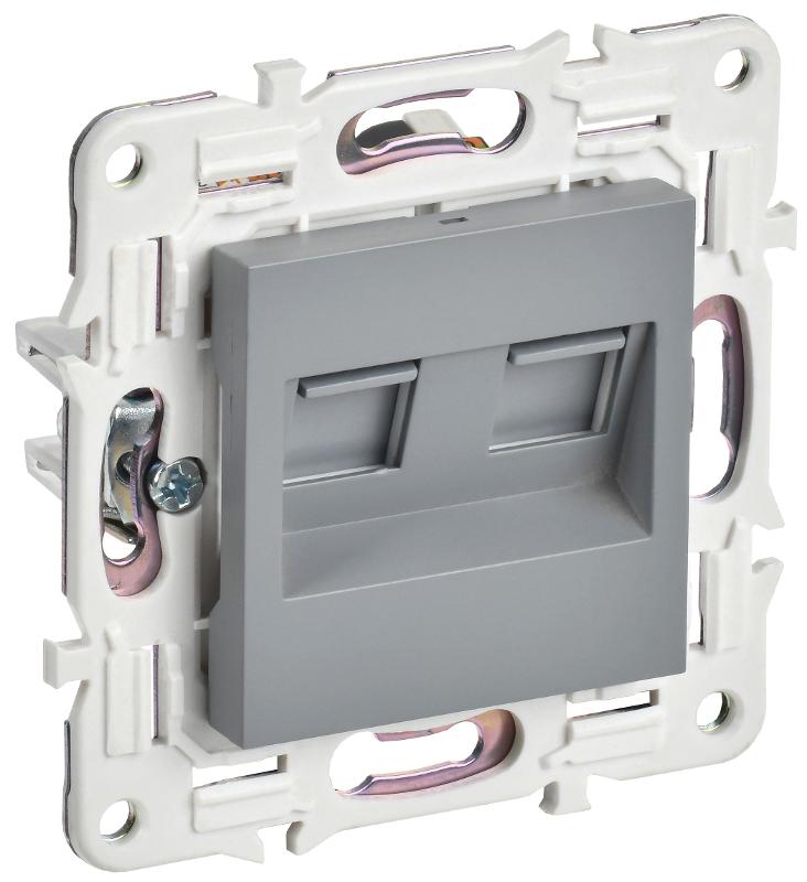 SKANDY Розетка компьютерная двойная RJ45 кат.6 SK-K04Gr серый