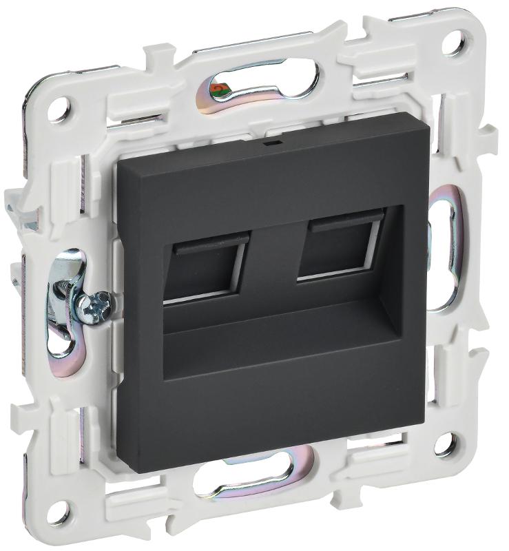 SKANDY Розетка компьютерная двойная RJ45 кат.6 SK-K04G графит