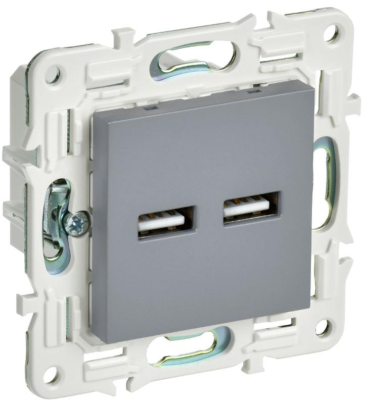 SKANDY Розетка USB A+A 3,1А SK-R15Gr серый