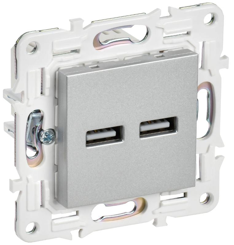 SKANDY Розетка USB A+A 3,1А SK-R15S серебряный