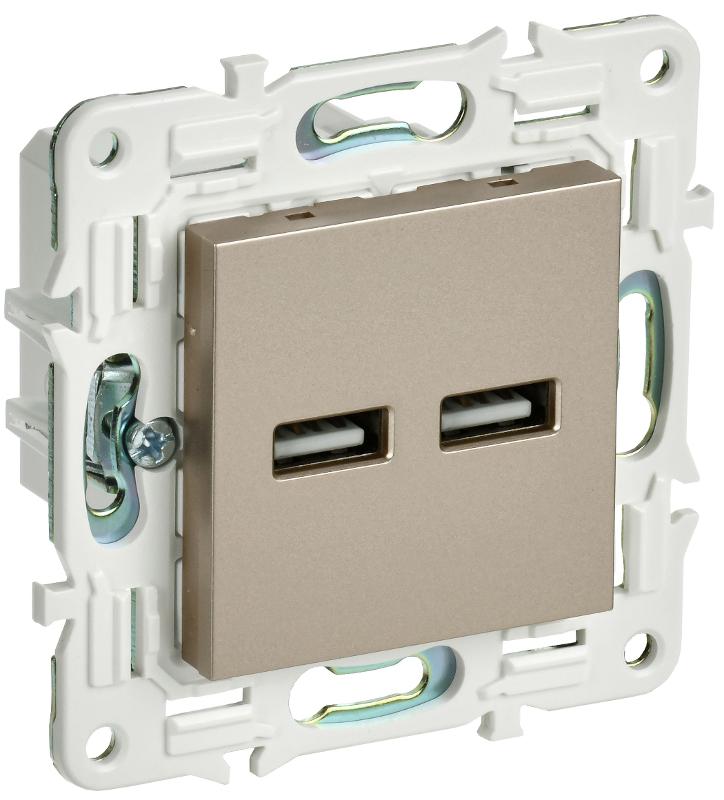 SKANDY Розетка USB A+A 3,1А SK-R15Sh шампань