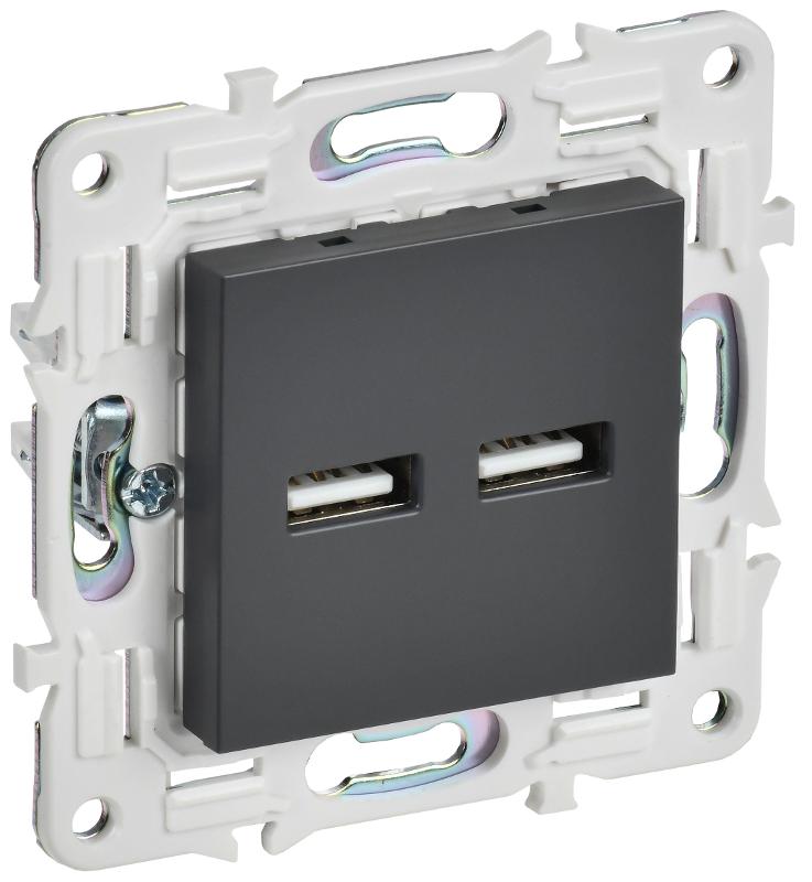 SKANDY Розетка USB A+A 3,1А SK-R15T титан