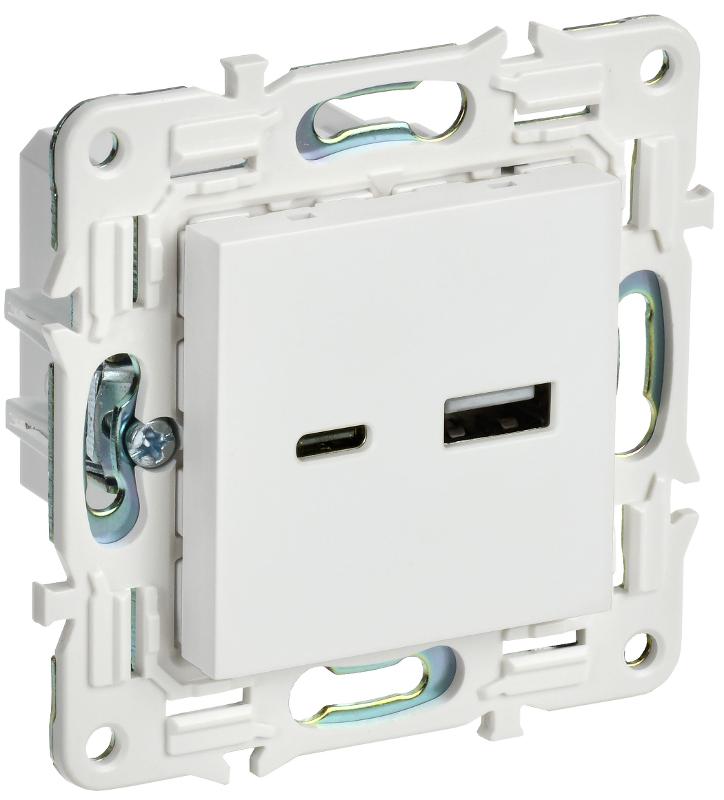 SKANDY Розетка USB A+C 18Вт SK-R13W арктический белый