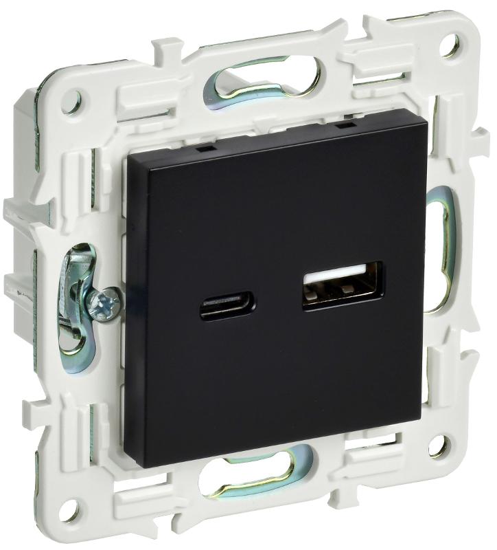 SKANDY Розетка USB A+C 18Вт SK-R13Bl черный