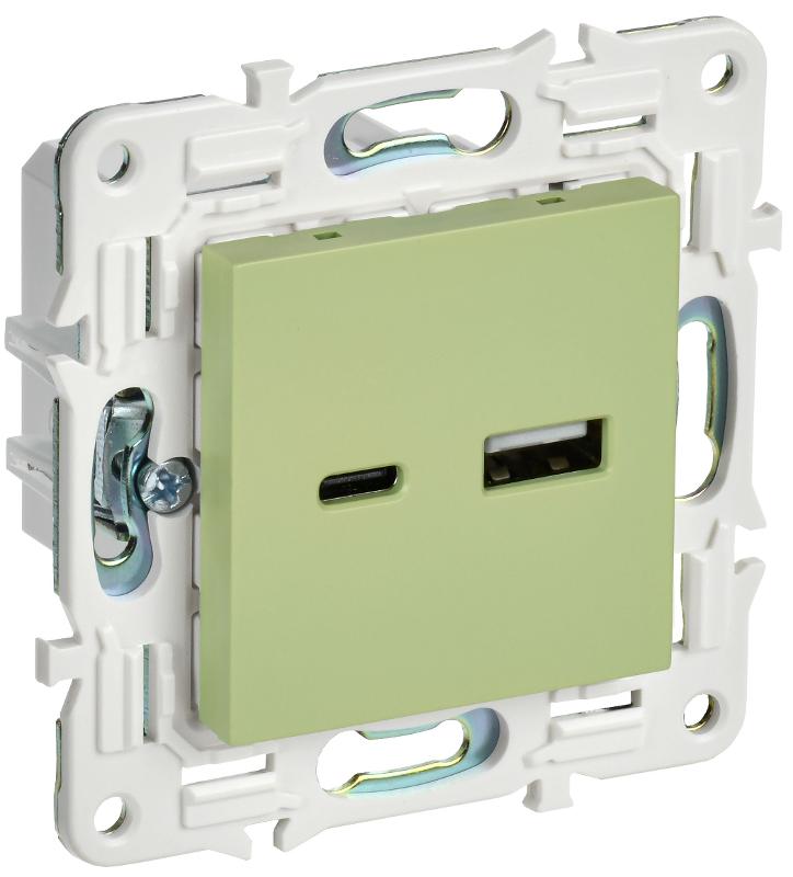 SKANDY Розетка USB A+C 18Вт SK-R13M мятный