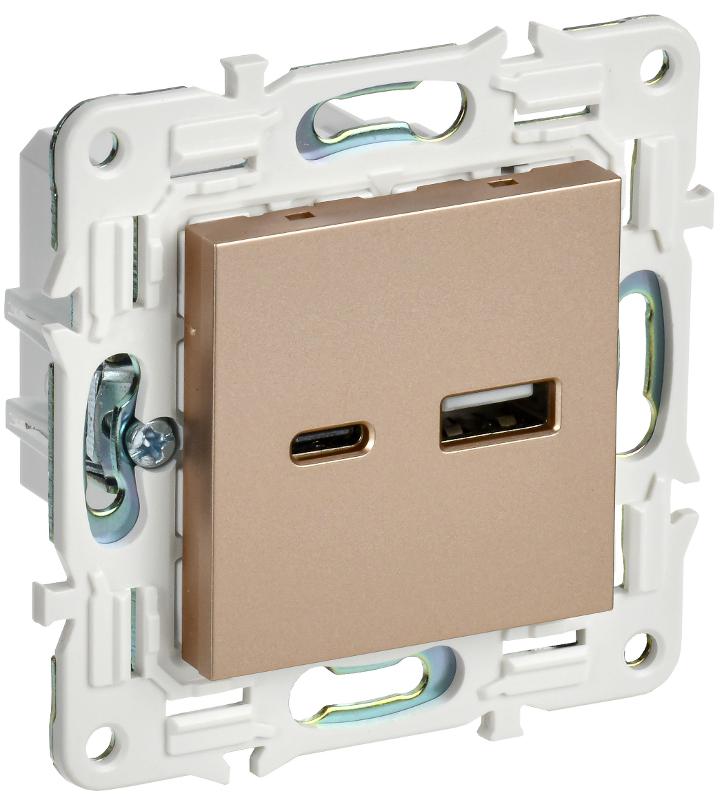 SKANDY Розетка USB A+C 18Вт SK-R13Sa песочный