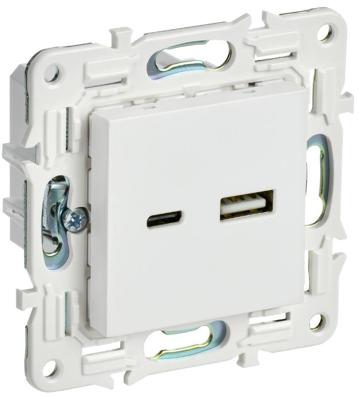 SKANDY Розетка USB A+C 3,1А SK-R14W арктический белый