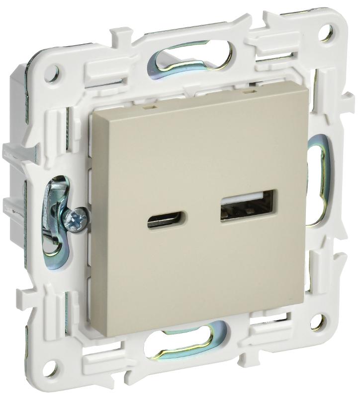 SKANDY Розетка USB A+C 3,1А SK-R14B бежевый