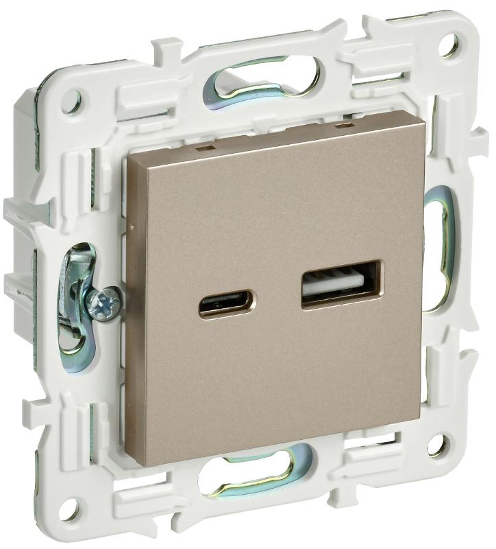 SKANDY Розетка USB A+C 3,1А SK-R14Sh шампань
