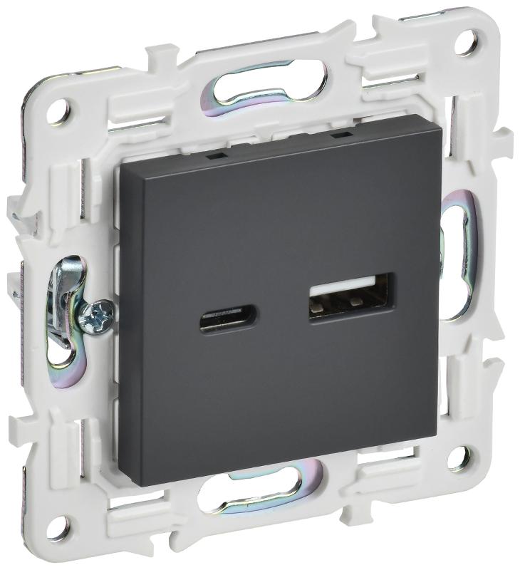 SKANDY Розетка USB A+C 3,1А SK-R14T титан