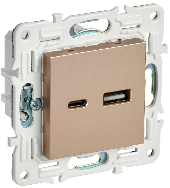 SKANDY Розетка USB A+C 3,1А SK-R14Sa песочный