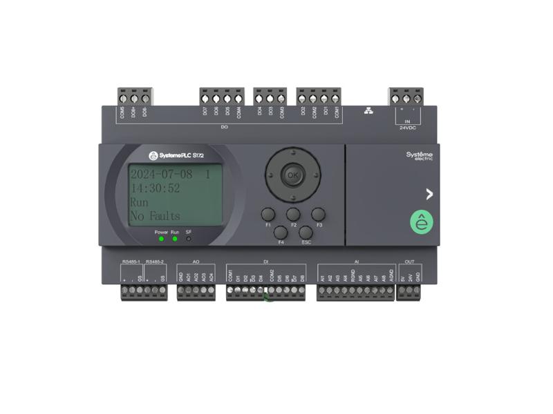 ПЛК S172; 24 VDC; дисплей; 28 IO: 8 DI, 8 DO (реле), 8 AI, 4 AO; 2xRS485, 1xRJ45