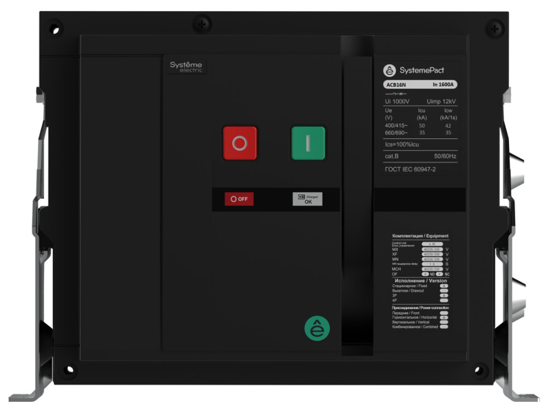 ВОЗДУШНЫЙ ВЫКЛ.-РАЗЪЕД. SYSTEMEPACT ACB16NA 400A 3P СТАЦ,ГП MCH+MX+XF AC230V