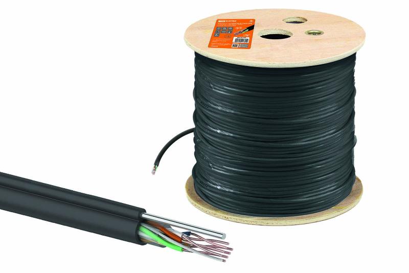Кабель витая пара U/UTP Cat 5e 4х2х24AWG (305м) solid, PE для наружн. прокл., чёрный, трос 1,2мм
