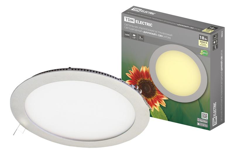 Светильник светодиодный встраиваемый Downlight ДВО СВО (хром) 18Вт 3000К IP20 опал