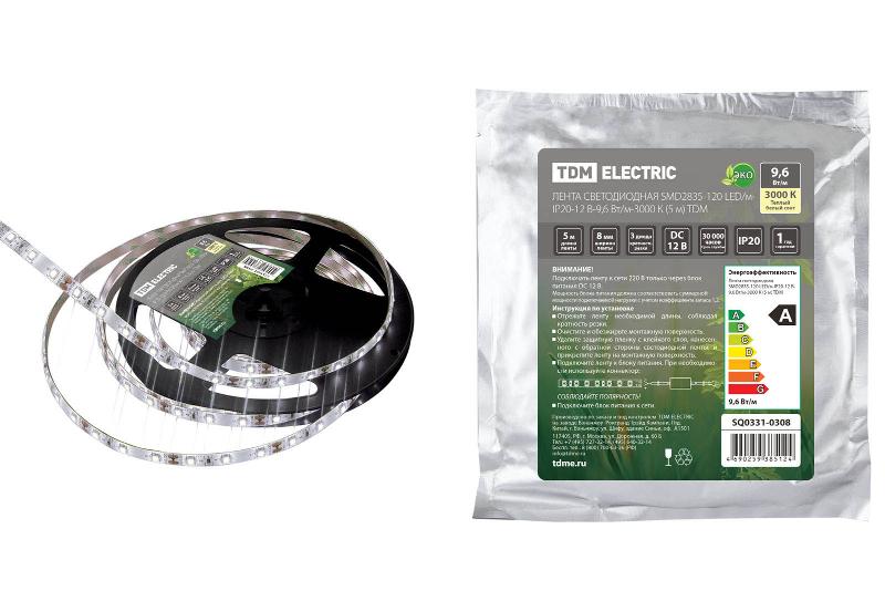 Лента светодиодная SMD2835-120 LED/м-IP20-12 В-9,6 Вт/м-3000 К (5 м)