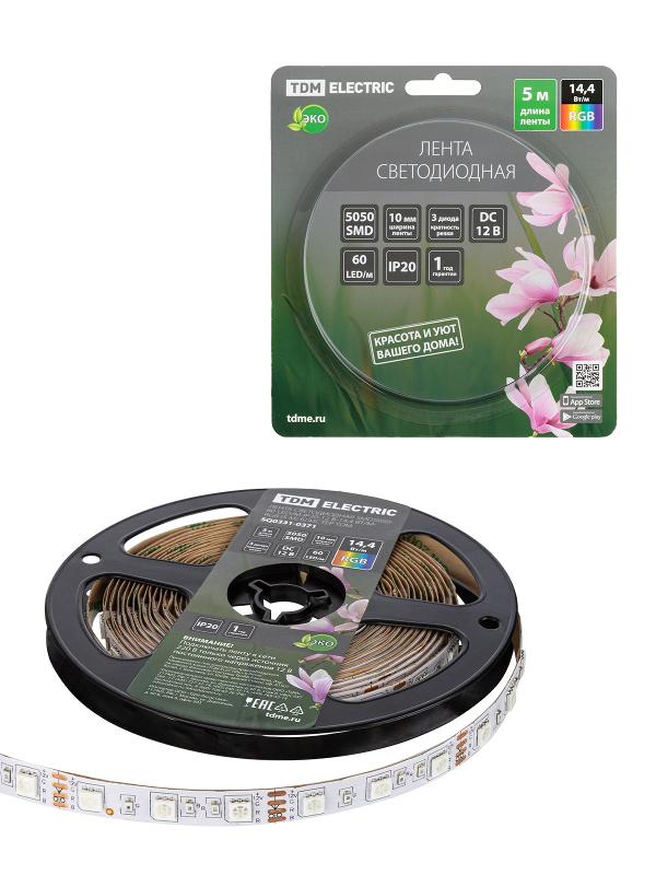 Лента светодиодная SMD5050-60 LED/м-IP20-12 В-14,4 Вт/м-RGB (5 м) блистер