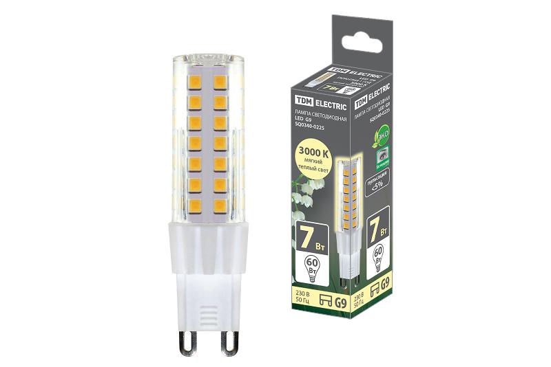 Лампа светодиодная G9-7 Вт-230 В-3000 К, SMD, 17,5x65,5 мм