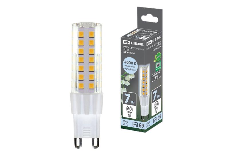 Лампа светодиодная G9-7 Вт-230 В-4000 К, SMD, 17,5x65,5 мм