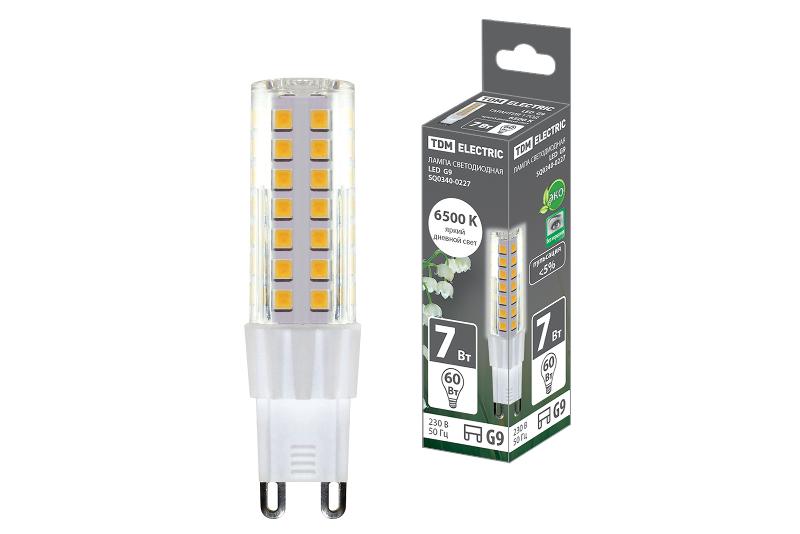 Лампа светодиодная G9-7 Вт-230 В-6500 К, SMD, 17,5x65,5 мм