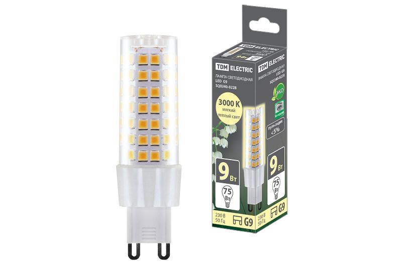 Лампа светодиодная G9-9 Вт-230 В-3000 К, SMD, 21,5x70,5 мм