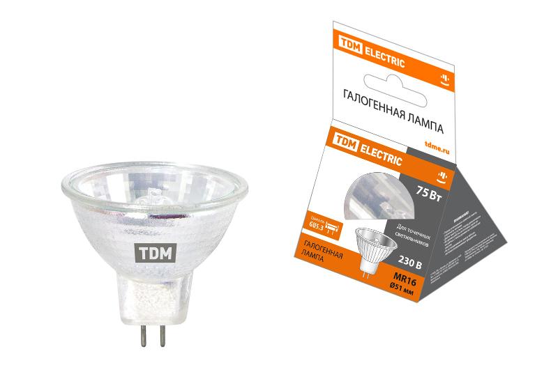 Лампа галогенная 75Вт 230В GU5.3 MR16 (JCDR)