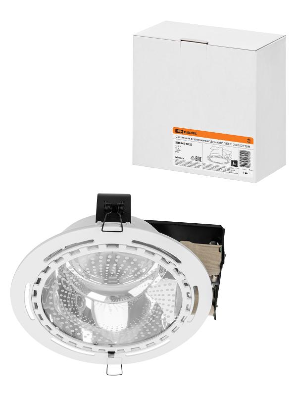 Светильник встраиваемый под лампу ЛВО 01 Downlight 2х20Вт КЛЛ Е27 IP20