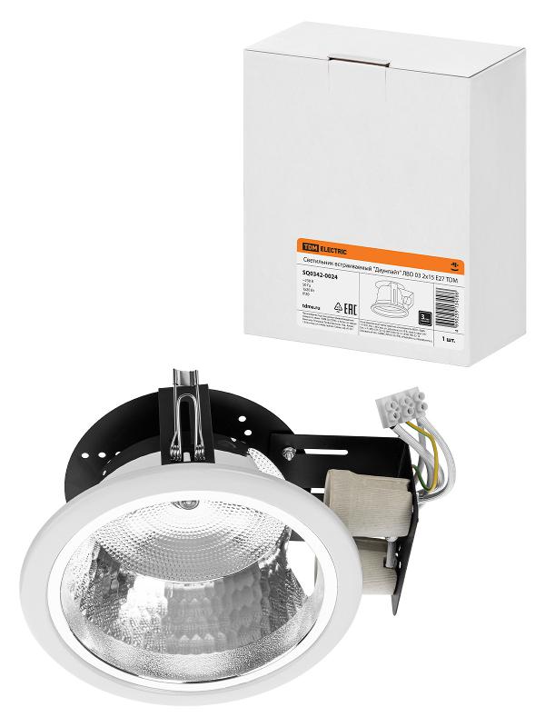 Светильник встраиваемый под лампу ЛВО 03 Downlight 2х15Вт КЛЛ Е27 IP20
