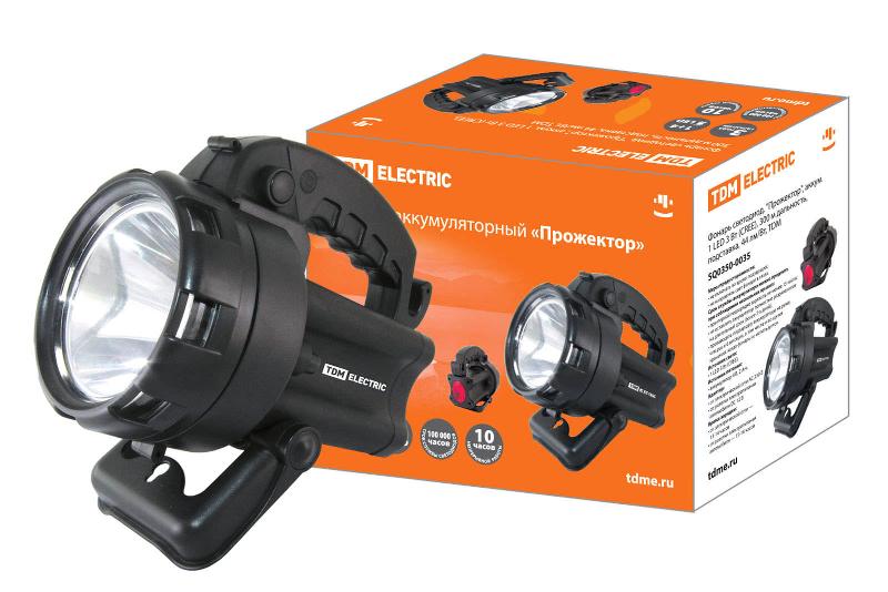 Фонарь прожекторный  1хLED + 4хLED аккумулятор 4В4А*ч, подставка, (CREE)