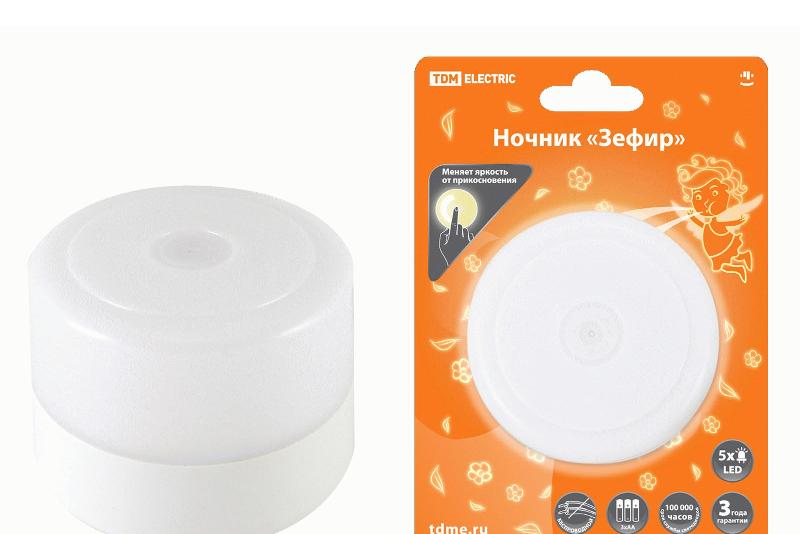 Ночник "Зефир" с диммером, 5LED, 1 Вт, 3хАА, подвес