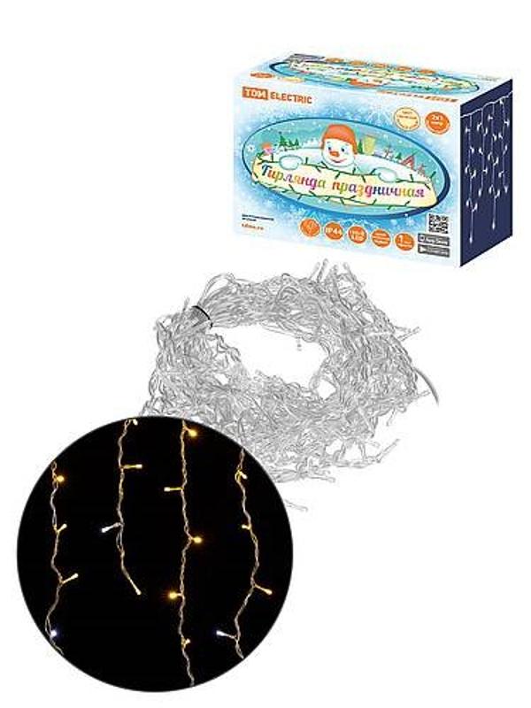 Гирлянда светодиодная "Бахрома" 2х1 м, 152LED, 3000К, мерц-е, посл. подкл, IP44, 250 В,