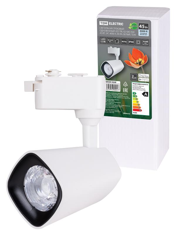 Светильник трековый однофазный LED TRL-02-045-NW 45 Вт, 24°, 4000 К, 90 Ra, белый,